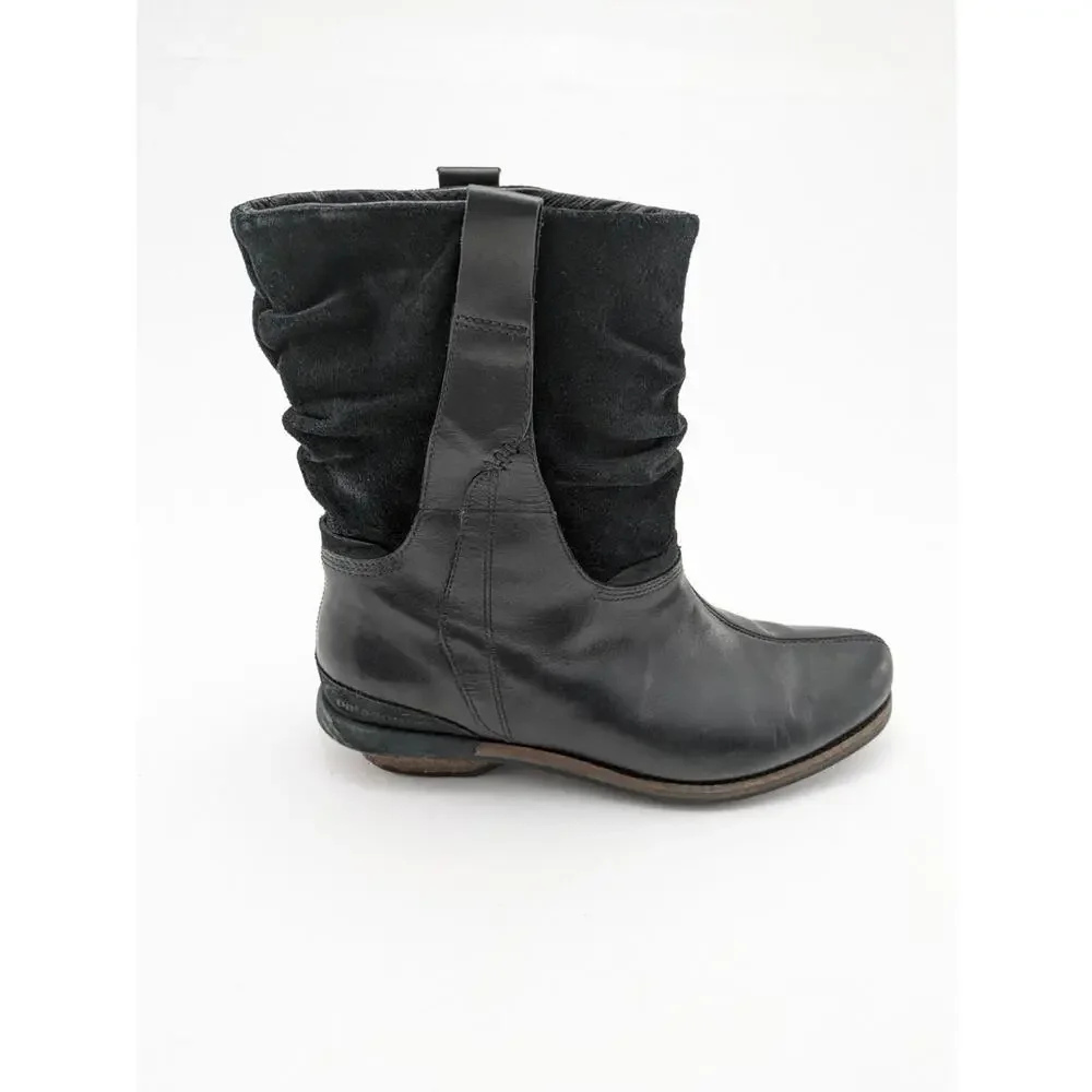 Womens Patagonia Addie Ruffle Slouch Black Leather Outdoor Boots‎ T10818 Size 8